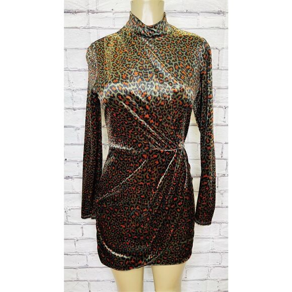 BLACK HALO Briar Leopard Velvet Mini Dress - Picture 1 of 8